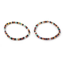 Honeyhandy Natural Color Agate Beads Stretch Bracelets, Colorful, 2-1/4 inch(5.7cm)