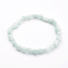 Honeyhandy Natural Larimar Stretch Beaded Bracelets, Nuggets, Inner Diameter: 2-1/8~2-1/4 inch(5.5~5.8cm)