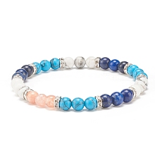 Honeyhandy Natural Lapis Lazuli(Dyed) & Gemstone Round Beaded Bracelet for Women, Inner Diameter: 2-1/8 inch(5.5cm)