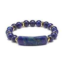 Honeyhandy Natural Lapis Lazuli(Dyed) Rectangle Beaded Stretch Bracelet, Gemstone Jewelry for Women, Inner Diameter: 2 inch(5.1cm)