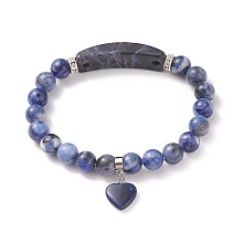 Honeyhandy Natural Sodalite Beads Charm Bracelets, Heart, 2-1/4 inch(56mm)