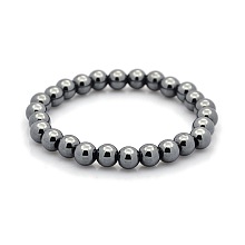 Honeyhandy Non-magnetic Hematite Beaded Ball Stretch Bracelets, Inner Diameter: 2-1/4 inch(5.8cm)