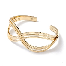 Honeyhandy Brass Cuff Bangle, Real 18K Gold Plated, 2-1/8 inch(53mm)