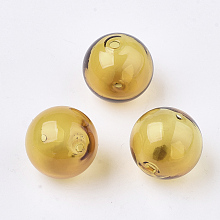 Honeyhandy Handmade Blown Glass Beads, Round, Gold, 16x16mm, Hole: 1~2mm