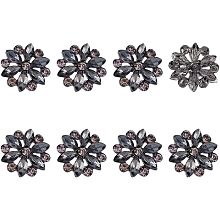 SUPERFINDINGS 8Pcs Rhinestone Flower Button Alloy Snowflake Coat Button Crystal Applique Embellishments in Clothes for Crafts Wedding Party Sew on Clothing Buttons，Hole:2.6mm