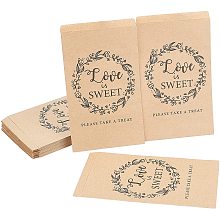 Pandahall Elite 50pcs Paper Bags 4.5x7.5" Kraft Paper Treat Bags Small Flat Paper Favor Bag for Wedding Party Candy Bar Baby Shower Halloween Gift Card Small Business, Brown, Love is Sweet