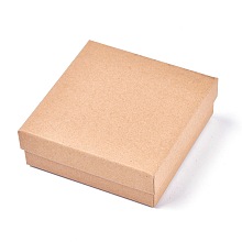 Honeyhandy Square Kraft Paper Jewelry Boxes, Necklace Boxes, with Black Sponge, BurlyWood, 11.2x11.2x3.8cm