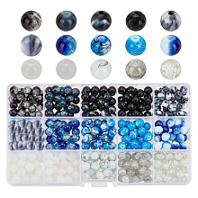 PandaHall Elite Black Blue Glass Beads, 15 Colors 375pcs 8mm Bracelet Beads Blue Sea Opaque Acrylic Beads Loose Beads Spacers for Summer Halloween Earring Necklace Bracelet Jewelry Making