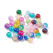 Honeyhandy Transparent Crackle Glass Beads, Round, Mixed Color, 8~8.5x7~7.5mm, Hole: 1.5~1.6mm, 735Pcs/500g