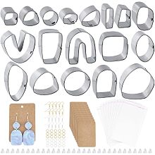 UNICRAFTALE Polymer Clay Cutters Set Stainless Steel Polymer Clay Tools with Earring Accessories Geometric Earrings Cutter DIY Earring Making Finding Kit for Clay Earrings Lovers