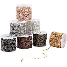 Arricraft 7 Rolls Iron Cable Chains, Flat Oval Handmade Chains, Metal Chain Bulk for Necklace Jewelry Accessories DIY Making- 32.8 Ft/Roll