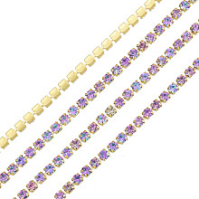 Honeyhandy Brass Rhinestone Strass Chains, AB Color Rhinestone Cup Chain, Raw(Unplated), Light Amethyst AB, 2x2.5mm, about 23.62 Feet(7.2m)/Strand