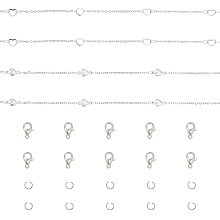 CHGCRAFT 13 Feet Silver Stainless Steel Cable Chain Heart Link Rings with 10 Lobster Clasps and 30 Jump Rings for Pendant Necklace DIY Making