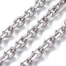 Honeyhandy 304 Stainless Steel Cable Chains, Diamond Cut Chains, Unwelded, Stainless Steel Color, 9x6.5x2mm