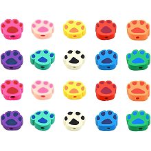 Arricraft 160 Pcs Dog Paw Print Handmade Polymer Clay Beads, Soft Slime Beads, Mixed Color Loose Beads for Bracelet Necklace Hair Clip