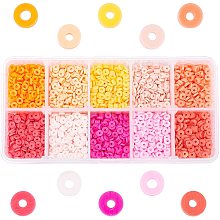 Pandahall Elite 3800pcs 4mm Clay Disc Beads, Orange Series Colors Round Polymer Clay Chip Beads Heishi Vinyl Disc Beads Clay Chip Spacer Beads for Summer Jewelry Craft Making