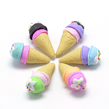 Honeyhandy Handmade Polymer Clay Beads, No Hole, Ice Cream, Mixed Color, 30~35x14~16mm