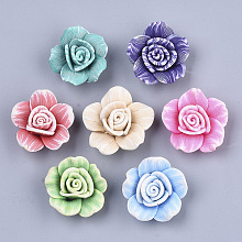 Honeyhandy Handmade Polymer Clay Beads, Flower, Mixed Color, 28~32x14~17mm, Hole: 2mm