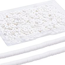 SUNNYCLUE 1 Box 1000Pcs+ White Heishi Beads Clay Beads 8mm Heishi Clay Beads Bulk Heishi Bead Flat Disc Bead Heishi Vinyl Bead Spacer Loose Beads for Jewelry Making DIY Bracelets Necklaces Supplies