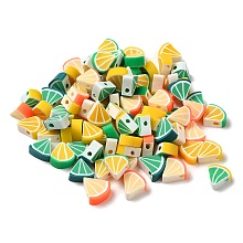 Handmade Polymer Clay Beads, Lemon, Mixed Color, 10~11x9~11x4.5mm, Hole: 1.8mm