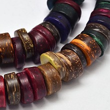 Honeyhandy Natural Coconut Disc Bead Strands, Mixed Color, 9x3~5mm, Hole: 3mm, about 111pcs/strand, 15.7 inch