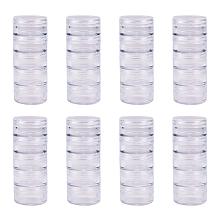 BENECREAT 5G/5ML Stackable Round Plastic Containers 8 Column(5 Layer/Column) Bead Storage Jars for Beads, Buttons, Crafts and Small Findings