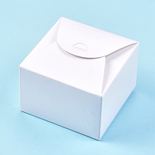 Honeyhandy Foldable Kraft Paper Box, Gift Packing Box, Bakery Cake Cupcake Box Container, Square, White, Unfold: 19x21x0.08cm, Finished Product: 10.5x10.5x5.5cm