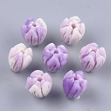 Honeyhandy Synthetic Coral Beads, Dyed, Flower Bud, Medium Purple, 8.5x7mm, Hole: 1mm