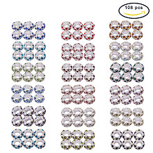 PandaHall Elite 108PCS 18 Colors Platinum Rhinestone Large Hole European Beads for Necklace Bracelet Earrings Making, Mixed Color