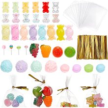 FINGERINSPIRE 82 Pcs of 1:12 Cute Miniature Dollhouse Food Lollipop Grape Orange Candy Macaron with 100 Pcs Bags & 400 Pcs Ties Kitchen Accessories Mini Fruit Mold Simulation DIY Play for Decoration