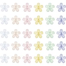 SUPERFINDINGS About 120Pcs 0.53x0.55x0.1Inch Resin Flower FlatBacks Cabochons 6 Colors Assorted Flower Flatback Resin Cabochons Flower Cabochons for Craft DIY Hairpin Earring Making