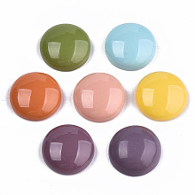 Honeyhandy Opaque Resin Cabochons, Half Round/Dome, Mixed Color, 13.5x5mm