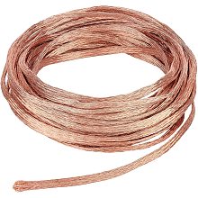 BENECREAT 26Ft 3mm Flat Copper Braided Ground Strap, Braided Nude Copper Wire for Grounding and Reducing Noise, 0.8mm Thick