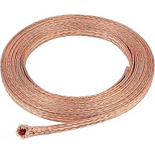 BENECREAT 13Ft 9mm Flat Copper Braided Ground Strap Wire, Braided Pure Copper Wire for Grounding and Reducing Noise, 1mm Thick