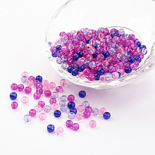 Arricraft Baking Painted Crackle Glass Beads, Valentine's Mix, Round, Mixed Color, 4~4.5x4mm, Hole: 1mm, about 400pcs/bag