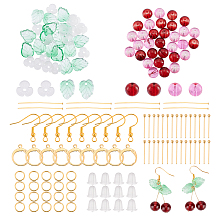 ARRICRAFT DIY Glass Cherry Earring Making Kits, with Acrylic Bead Caps, 304 Stainless Steel and Iron Findings