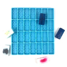 Honeyhandy DIY Dominoes Silicone Molds, Resin Casting Molds, For UV Resin, Epoxy Resin Jewelry Making, Rectangle with Heart Pattern, Deep Sky Blue, 224x205x11mm, Inner Diameter: 53x26.5mm