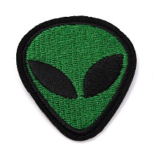 Honeyhandy Computerized Embroidery Cloth Iron on/Sew on Patches, Costume Accessories, Appliques, Extra-Terrestrial, Green, 52x43x1.5mm