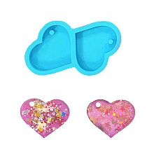 Honeyhandy Heart DIY Pendant Silicone Molds, Resin Casting Molds, for UV Resin & Epoxy Resin Jewelry Making, Deep Sky Blue, 35x60.5x7mm, Hole: 3mm, Inner Diameter: 27x31mm