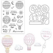 GLOBLELAND Hot Air Balloons Cutting Dies and Silicone Clear Stamps Set with Ship Plane Shape for Card Making DIY Scrapbooking Photo Album Invitation Greeting Cards Decor Paper Craft