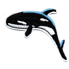 Honeyhandy Computerized Embroidery Cloth Iron on/Sew on Patches, Costume Accessories, Appliques, Whale, Black, 75x45mm