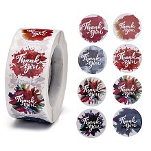 Honeyhandy DIY Scrapbook, 1 Inch Thank You Stickers, Decorative Adhesive Tapes, Flat Round with Word Thank You, Colorful, 25mm, about 500pcs/roll