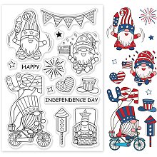 PandaHall Elite Gnomes Clear Stamps, Independence Day Silicone Stamp Cards Rubber Stamps Transparent Stamps for Card Making Journaling Photo Album Decoration and DIY Scrapbooking