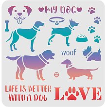 FINGERINSPIRE Pet Dog Drawing Painting Stencils Templates (11.8x11.8 inch) Life is Better with a Dog, Plastic Square Reusable Stencils for Painting on Wood, Floor, Wall and Fabric