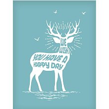 OLYCRAFT Silk Screen Printing Stencil Self-Adhesive Silk Screen Mesh Transfer, Christmas Theme Pattern Mesh Transfers for T-Shirt Pillow Fabric Painting, Reusable and Washable- Reindeer