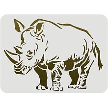 FINGERINSPIRE Rhino Stencil 11.7x8.3 inch Plastic Rhino Painting Stencil Reusable Animals Stencils Rhino Pattern Stencils for Painting on Wood, Floor, Wall and Tile