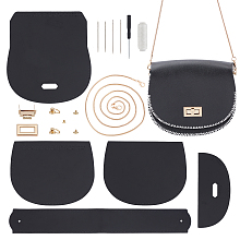 WADORN 18pcs DIY Leather Handbag Making Materials Kit, Leather Craft Bag Sewing Accessories Black Knitting Crochet Purse Making Supplies Handmade Shoulder Crossbody Bag Making Tools Set, 13.9×16.7 cm