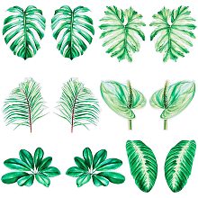 CREATCABIN 12Pcs Palm Leaf Screen Decals Window Clings Bird Alert Green Stickers Decor Floor Waterproof for Refrigerator Door Nursery Classroom Home Party