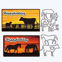 GLOBLELAND Animal Theme Cutting Dies Horse Cow Carbon Steel Stencil Template Sheep Chicken Metal Die Cuts Carbon Steel Crafting Dies Cutting for Card Making Scrapbooking Decoration