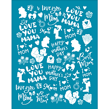 OLYCRAFT 4x5 Inch Clay Stencil Happy Mother's Day Non-Adhesive Silk Screen Stencil Love You Mom Polymer Clay Silk Screen Reusable Flower Mesh Transfer for Polymer Clay Jewelry Making Mother's Gift